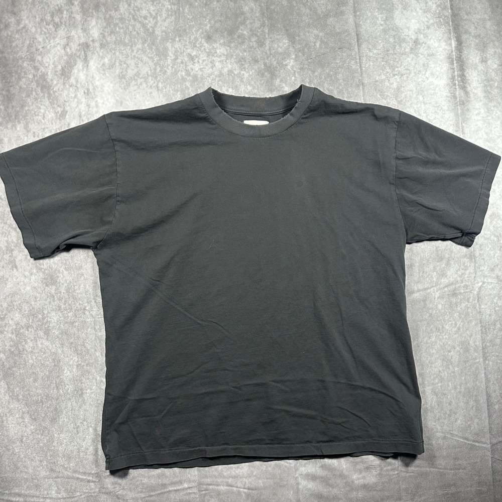 Elwood Mens Medium Core Tee Faded Black Distressed Boxy Fit T-Shirt Crew Neck